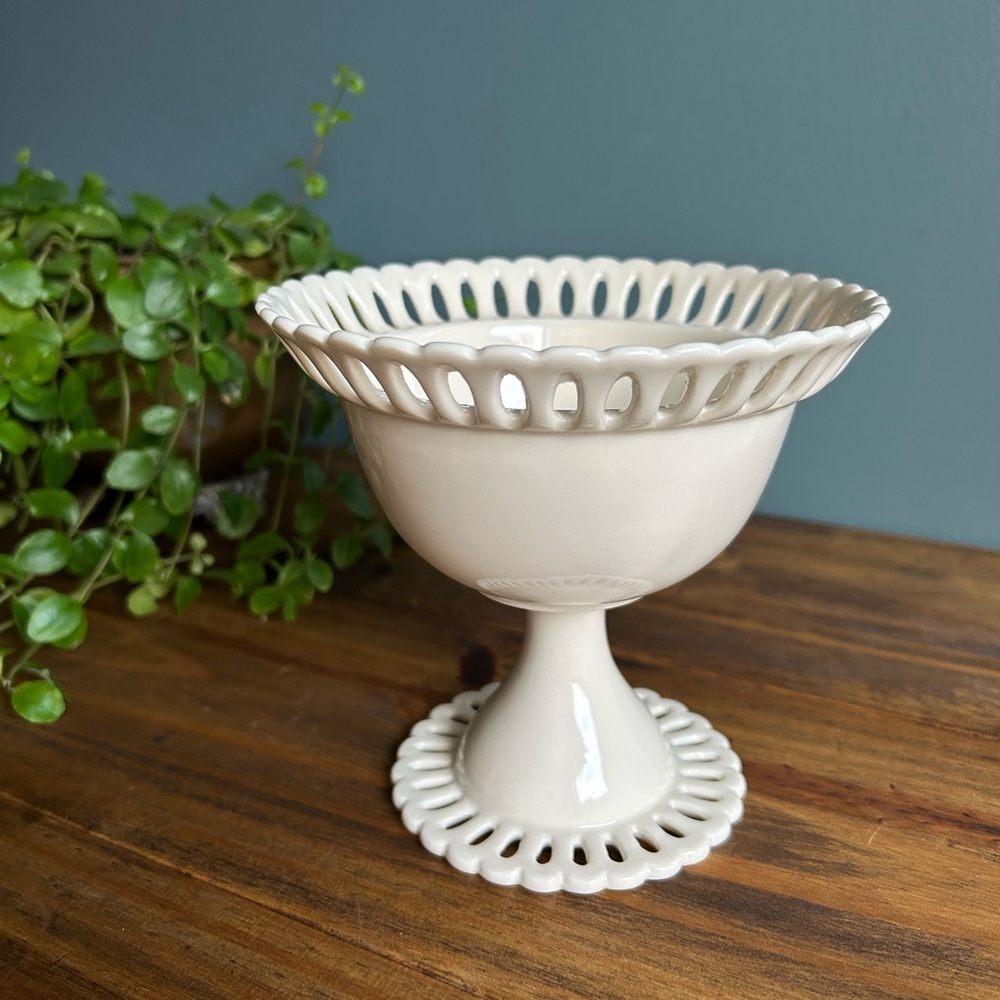 Vintage I. Godinger & Co. White Compote Pedestal Bowl
